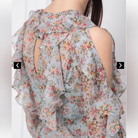 TWINSET Milano Georgette Floral Dress Flounces Mini ruffles - Picture 5 of 10